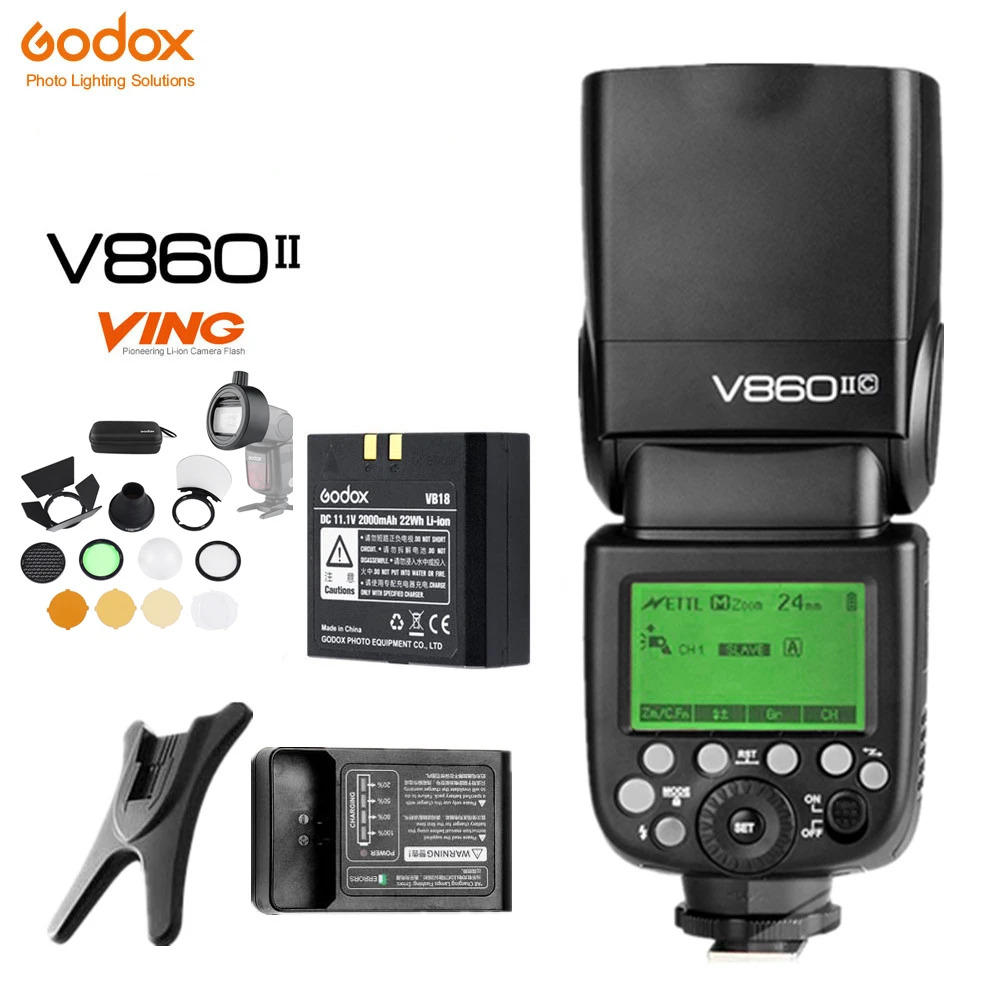 Godox V860II Вспышка Speedlite GN60 TTL HSS литий-ионная батарея S-R1 адаптер AK-R1Diffuser для Sony Nikon Canon