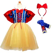 Детские платья Белоснежки для костюмированной вечеринки на Хэллоуин для девочек, платье принцессы, десткая юбка-пачка, платье, костюм для детей 3, 4, 5, 6, 12 лет