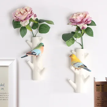 

innodept12 Clothes Hangers Wall Multiple Hooks Entryway Storage Shelf Creative Bird Flower Simple Installation Key Wall Holder
