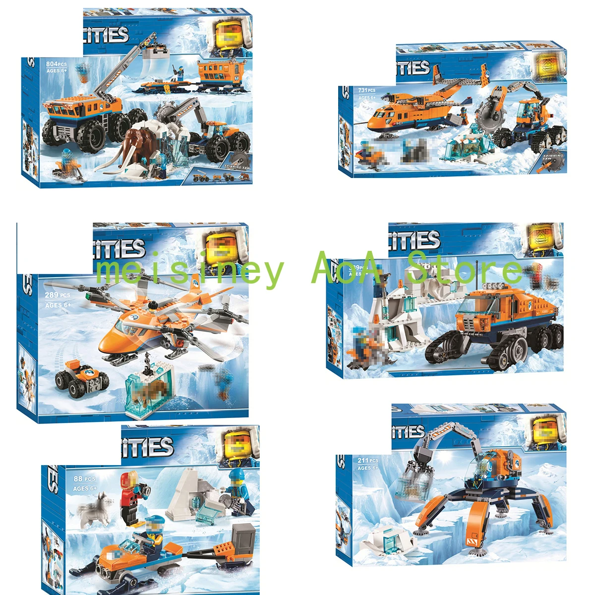 

7pcs/set new Compatible legoings City Arctic Expedition 60196 Arctic Supply Plane 60195 Arctic Mobile Exploration Base