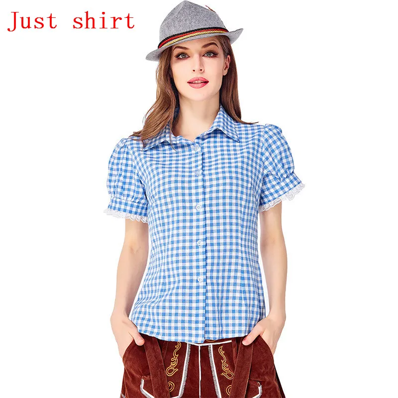 only shirt 1 Bavarian костюм для Октоберфеста костюм для немецкого фестиваля Октоберфест женская рубашка с вырезами костюмы для Октоберфеста шляпа Женская Вечерние модная одежда - Цвет: only shirt 1