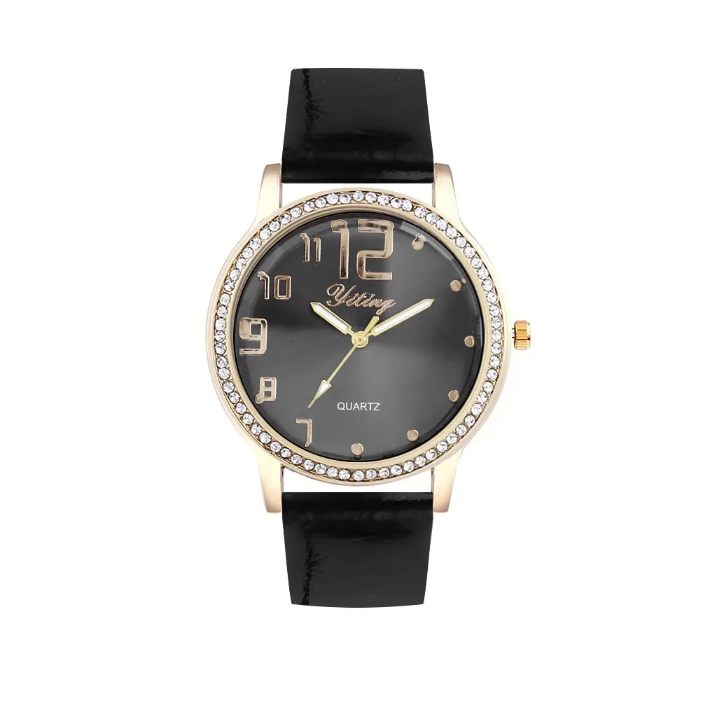 Reloj mujer винтажный кожаный браслет со стразами женские часы, наручные часы Роскошные Кварцевые часы Relogio Feminino Прямая поставка