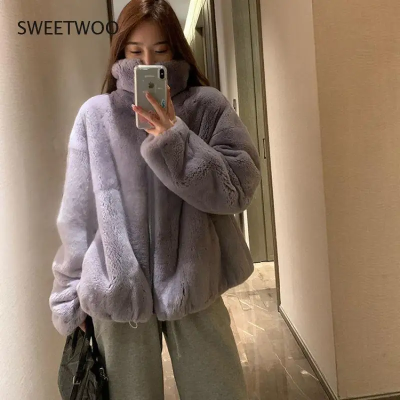 Women Winter Faux Fur Coat Female Stand Collar Jacket Casual Warm Soft Fake Fur Overcoat Manteau Fourrure Femme Outwear