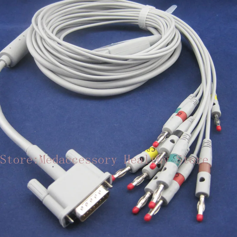 Совместим с интегрированным 10-проводным кабелем ЭКГ HP M3702A/M3703A со свинцовым