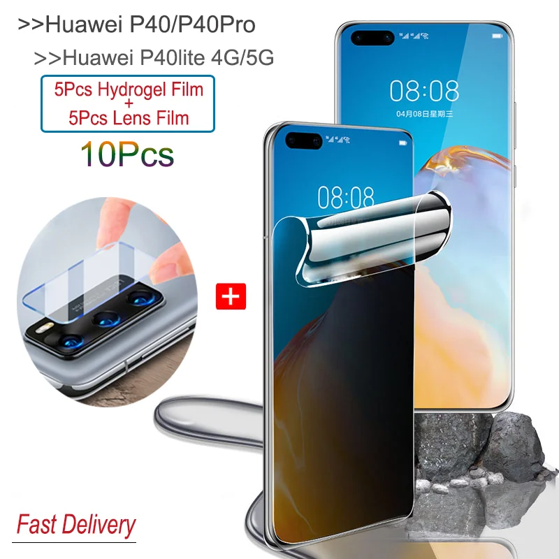 

10in1 Hydrogel Film + Camera Film on Huawei P40 Pro,Sensitive Film P40 lite E 5G HD Screen Protector P40Pro+ P40 lite Soft Glass