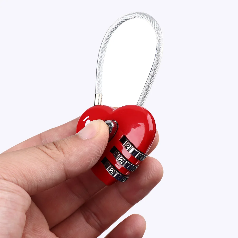 1Pc Mini Luggage Locks 3 Digits Heart Shaped or Love Lock Code Padlock Gift for Zipper Bag Backpack Handbag Drawer Cabinet