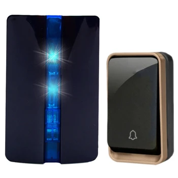 

Wireless Doorbell Led Light Self-Powered Music 1x Button 1x Receiver(Us Plug)