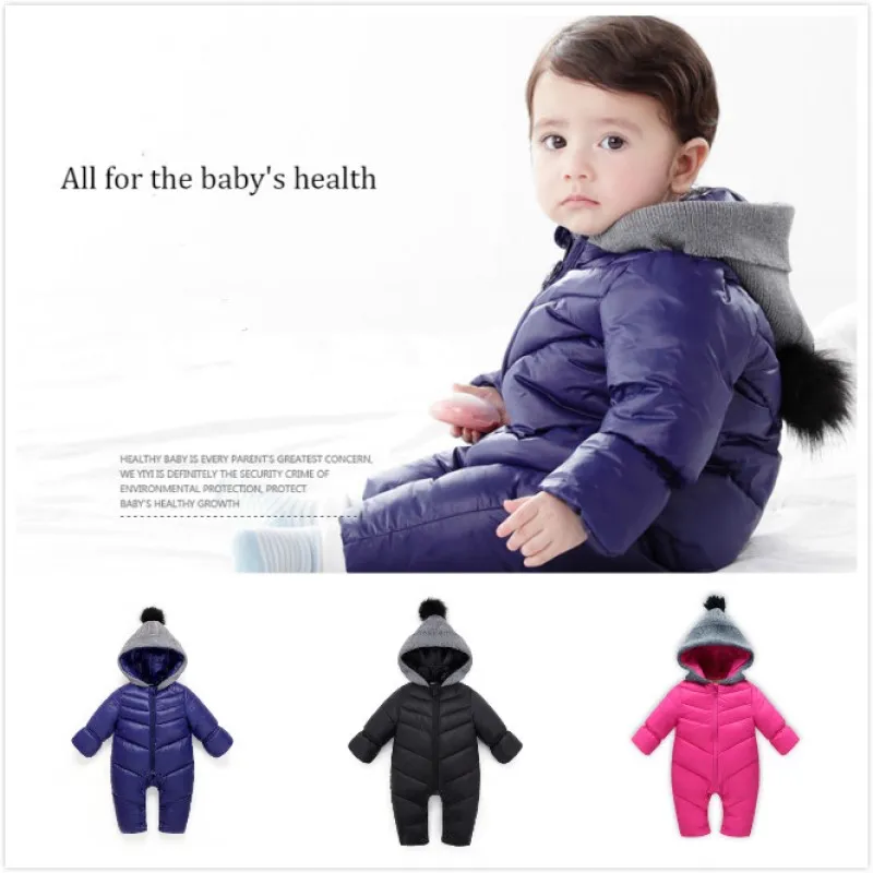 

Thick Kid Outfit Baby Romper Down Jacket Hooded Warm Bebes Jumpsuit Toddler Baby Boy Girl Winter Clothes