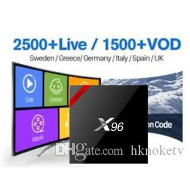 HKNOKE tv X96 tv Box H.265 один год каналы Full HD голландский бельгийский французский Великобритания Германия Арабская Европа для Android tv Box - Цвет: TV Box  (with code)