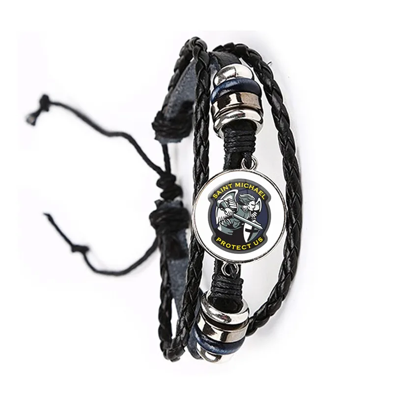 

Glass Cabochon Bracelet Archangel St.Michael Protect Me Saint Shield Protection Charm Russian Orhodox Bangle Jewelry For Gift