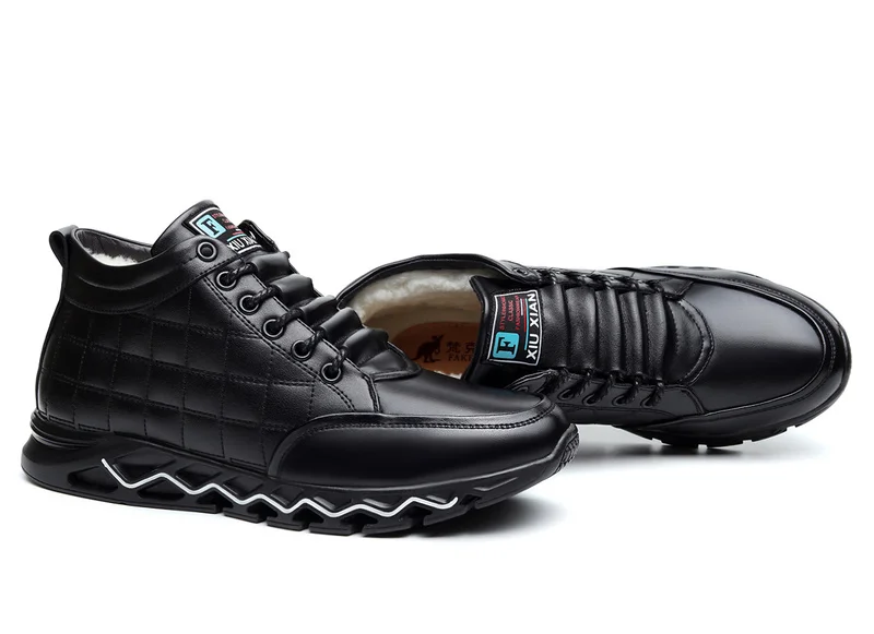 Зимние мужские ботинки с хлопковой подкладкой; ботинки из спилка и толстой шерсти; теплые бархатные повседневные кроссовки с круглым носком