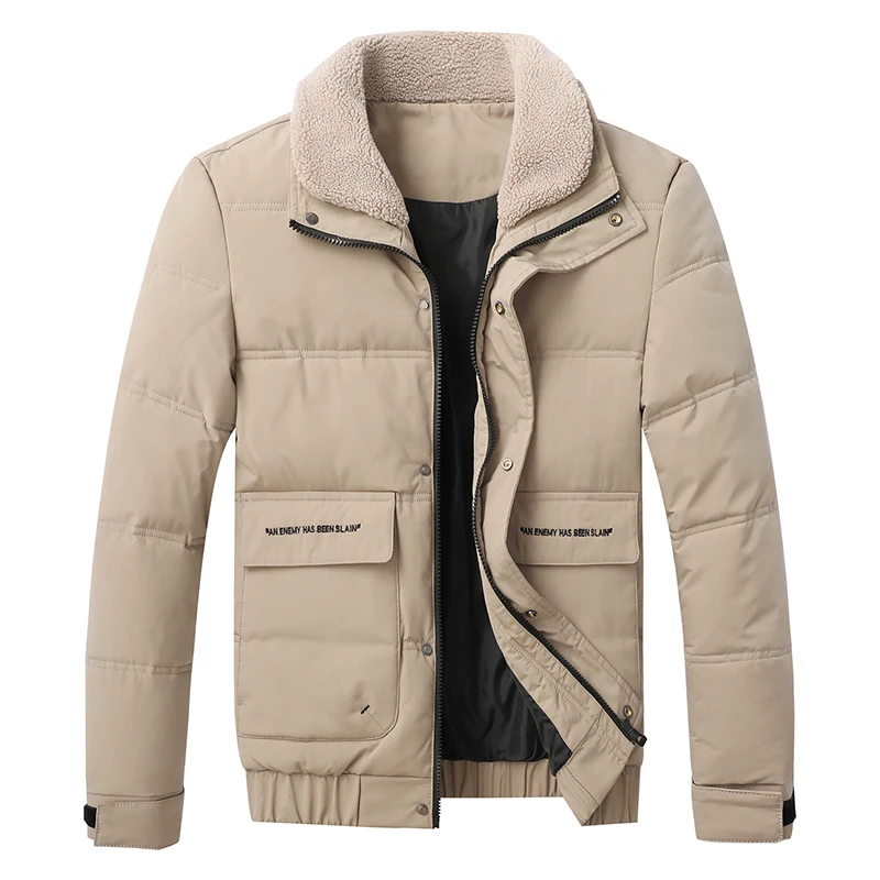 

Trend Winter Down Jacket Men lambswool Stand Collar Bread Coats Fashion Casual Goose Outerwear Male Clothes 2020 Doudoune Homme
