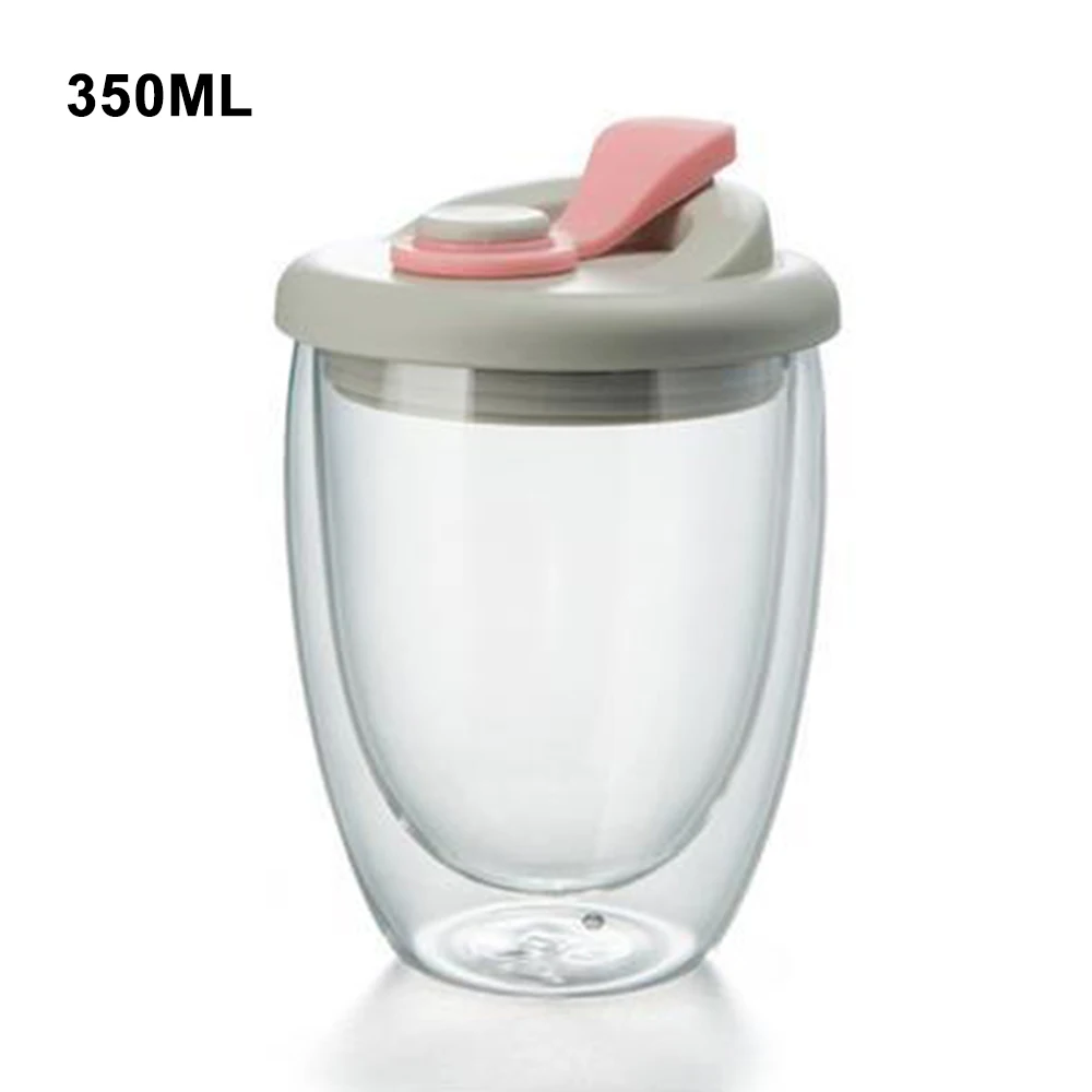 Double Wall Glass With Silicone Vacuum Sipper Lid - 350Ml