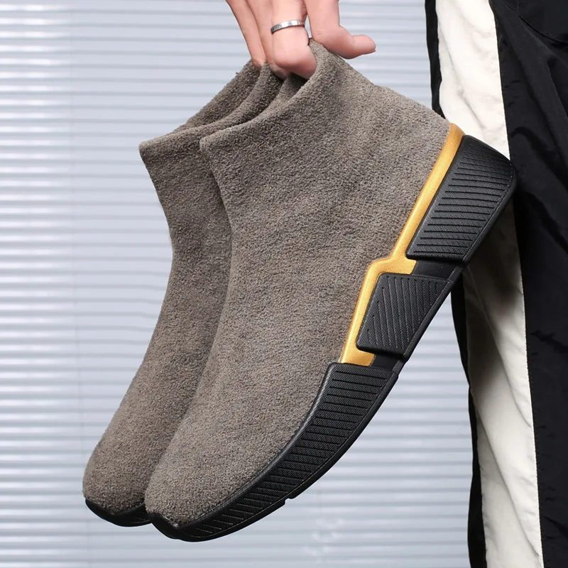 ​Winter Men New Boots Thick Pile Warm Snow Boots for Men Sneakers Fashion Man Men's Outdoor Shoes Large Size 40-47