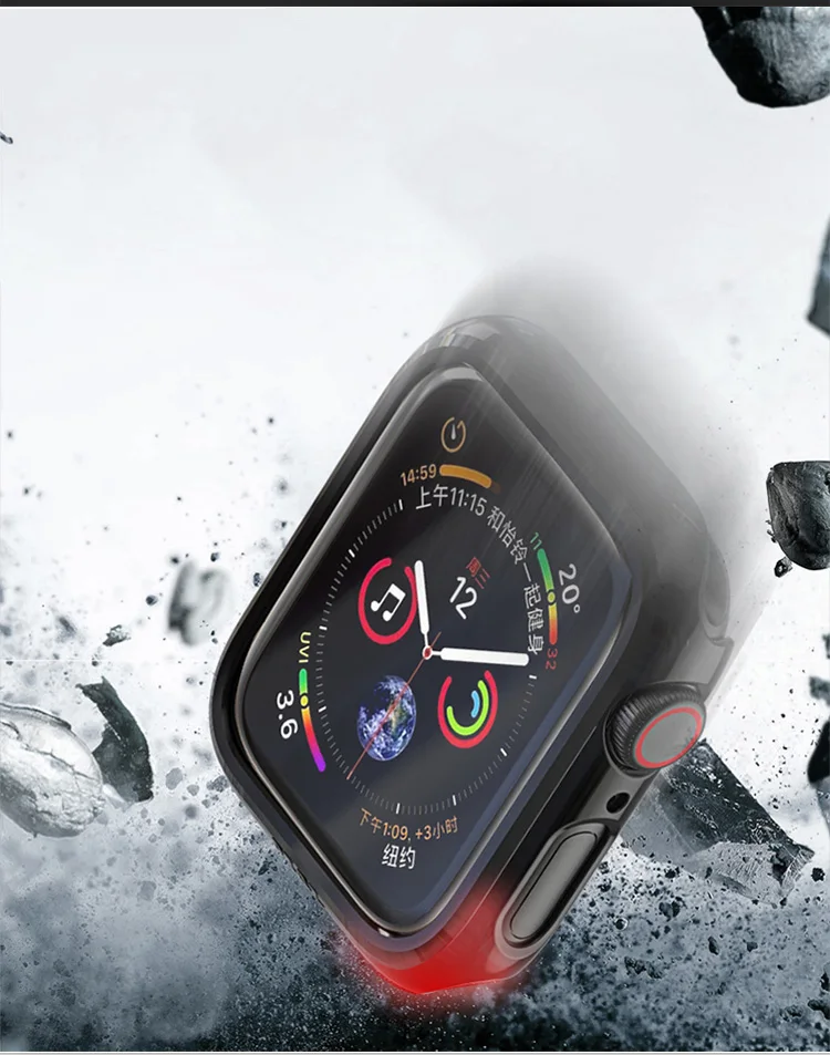 Чехол+ закаленное стекло для Apple Watch, 40 мм, 44 мм, серия 5, 4, защитная пленка для экрана, чехол-бампер для iwatch, серия 5, 4, 3, 44 мм, 42 мм