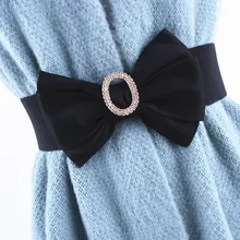 Rhinestone Elastic Girdle Big Bow Ladies Waistband Exquisite Decorative Belts Bowknot Stretch All-match Dress Coat Wide Belt