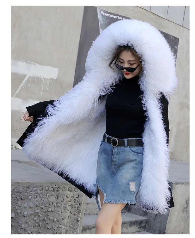 

2019 Winter Jacket Women Natural Mongolia Sheep Fur Long Parka Real Fur Coat Thick Warm Waterproof Outerwear Detachable Brand
