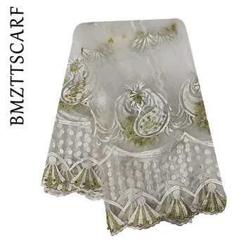 

New African headscarf muslim women net scarf net match cotton embroidered with beads for SHAWLS PASHMINA BM913