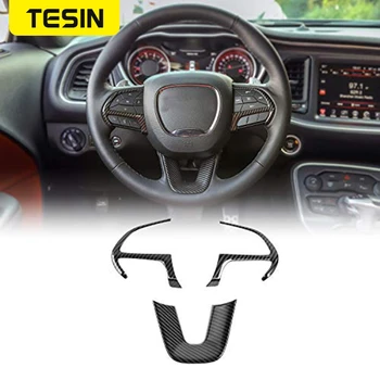 

Auto Stickers For Dodge Charger 2015+ Car Steering Wheel Decoration Cover Trim Stickers Black Accessories For Dodge Challenger