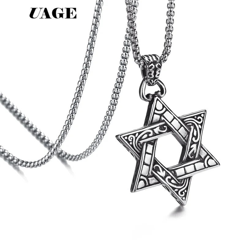GiftJewelryShop Israel Flag Retro Style Round Seven Stars Pendant Charm Necklaces 