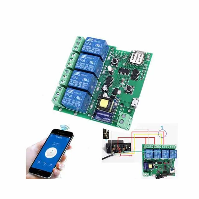 

A23-- 220V 4 Channel Wifi Relay Module Phone APP Wireless Remote Control WIFI Switch Jog Self-Lock Interlock 433M