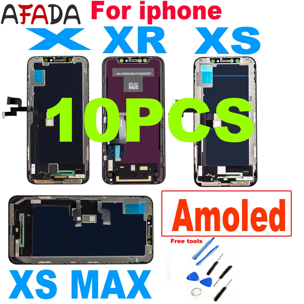 

10PCS Amoled LCD For iPhone X XR XS MAX LCD Display Touch Screen Digitizer Assembly Replacement For iPhone XS LCD Replacement