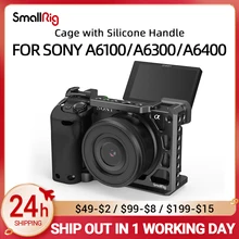 SmallRig-Plataforma de jaula para cámara DSLR sony a6400, con mango de silicona y Zapata fría, para cámara Sony A6100/A6300/A6400, 3164