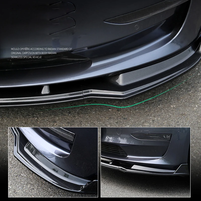 Для Tesla модель 3 автомобильный Стайлинг внешний передний бампер для губ комплект спойлера декоративная накладка 3 шт