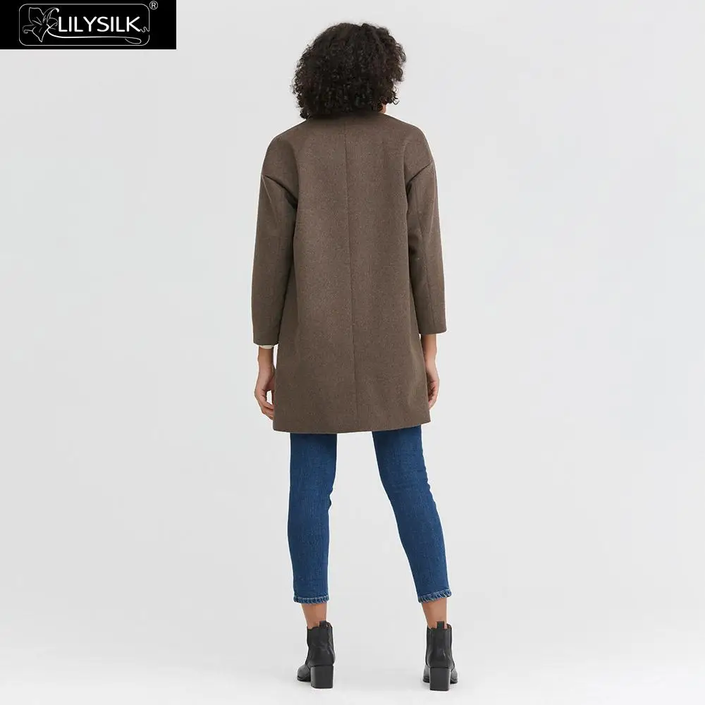 LILYSILK пальто классический воротник шерсть для женщин Новинка