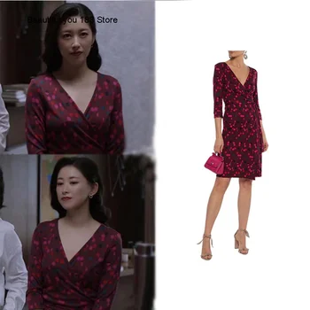 

and 2020 spring summer new wrap dress elite lawyer Li Na same color polka dot printed slim dress for women