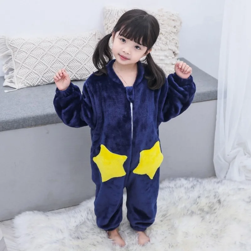 CROAL CHERIE Fashion Fleece Kids Boys Romper Jumpsuit Cute Star Kids Girls Boys Romper Children Warm Sleeping Home Clothing   (8)