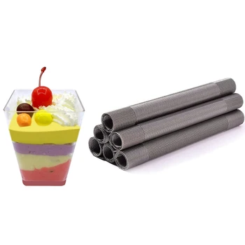 

50Pcs Mini Small Plastic Square Dessert Cup & 6 Pcs Table Mats,Non-Slip Insulation Table Dining Placemats