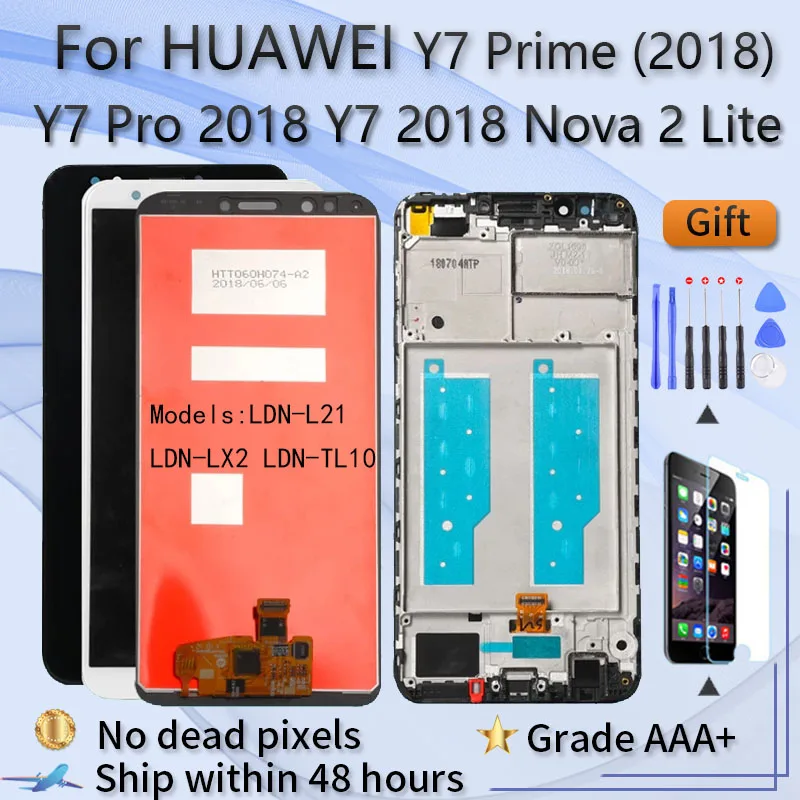 Для HUAWEI Y7 Pro 2018 / Prime Nova 2 Lite LDN-L21 LX2 TL10 L01 LX3 Оригинальный ЖК-экран в сборе с передним
