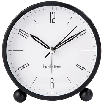 

Analog Alarm Clock, 4 Inch Super Silent Non Ticking Small Clock with Night Light, Battery Operated, Simply Design