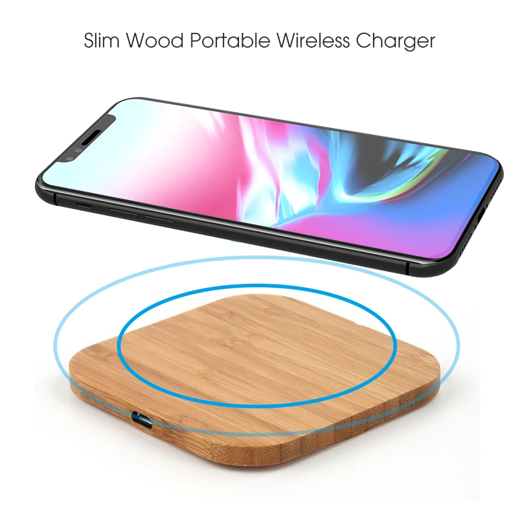 Портативное 5 Вт Qi Беспроводное зарядное устройство тонкая деревянная подкладка для Apple iPhone 7 8 Plus смартфон Беспроводная зарядная площадка