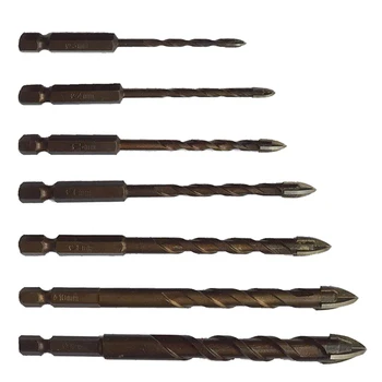 

1/5/7Pcs/set Cross Hex Tile Bits Glass Ceramic Concrete Hole Opener Kit Hard Alloy Triangle Drill Size 3/4/5/6/8/10/12 MM