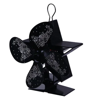 

1Pc Xmas Fan 4-Blade Heat Powered Stove Fan Wood Coal Burner Stove Fireplace Fan
