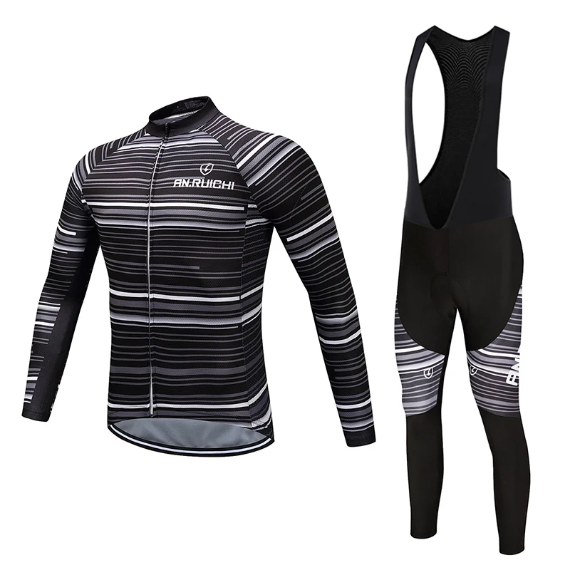Men Long Sleeve Bicycle Cycling Sets Quick Dry Stripe Design 3D Padding Cushion Sport Jerseys Customized/Wholesale Service | Спорт и