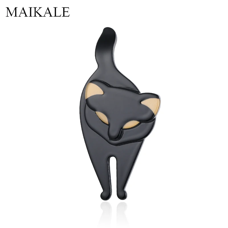 MAIKALE, Милые Акриловые броши-кошки для женщин, черный, серый цвет, смола, животное, брошь на булавке, шаль, костюм, лацкан, сумка, аксессуары, ювелирные изделия, подарки