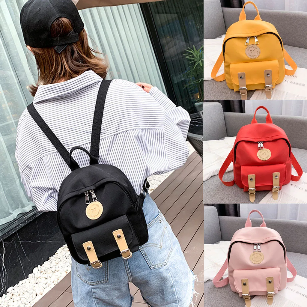

2019 hot Fashion Women's Outdoor Simple Canvas Zipper Contrast Color Backpack Travel Bag Dropshipping Discount Free Shipping