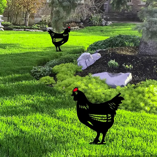 Kakas Akril Állati Tét Csirke Kerti Sziluett Udvar Művészeti Pázsit Fém Tyúk Udvari Dekoráció Ajándék Szobrok - Image 3