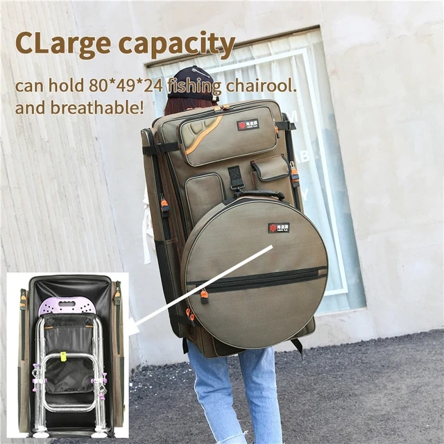 Fishing Chair Bag 80cm Multifunctional Tackle Bag Double Back Fish Bag  Waterproof Fishing Rod - Fishing Bags - AliExpress