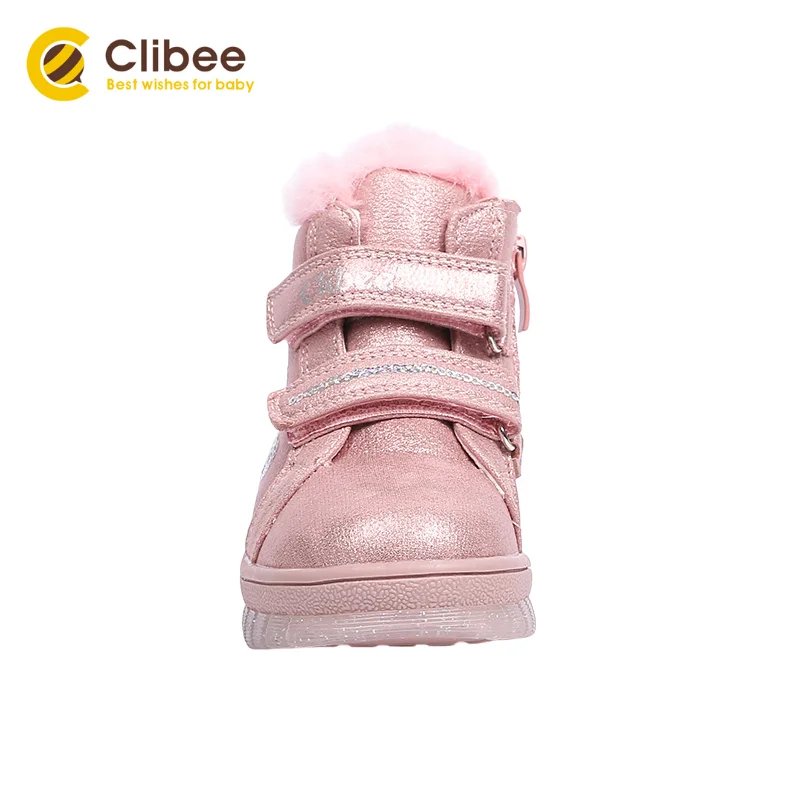 Повседневные кроссовки CLIBEE из искусственной кожи для девочек теплые зимние