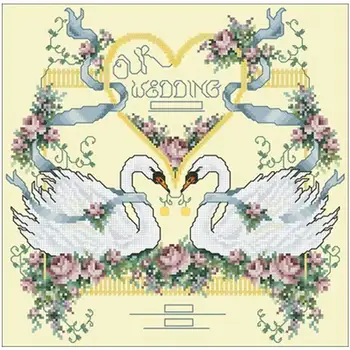 

Wedding Memorial (Swan) patterns Counted Cross Stitch 11CT 14CT DIY Chinese Cross Stitch Kits Embroidery Needlework Sets