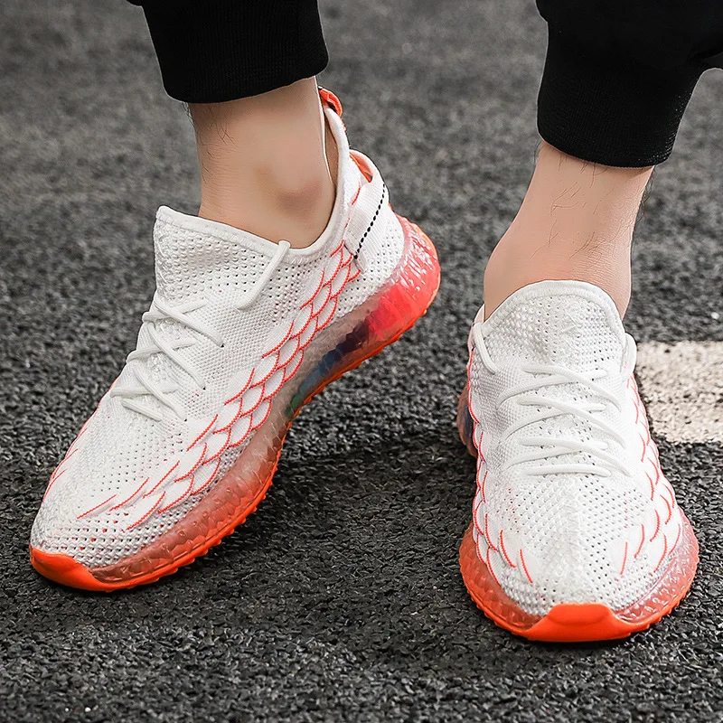 

Summer New Style Men Rainbow Sole Athletic Shoes Korean-style Trend Mesh Breathable Casual Fly Woven Running Shoes