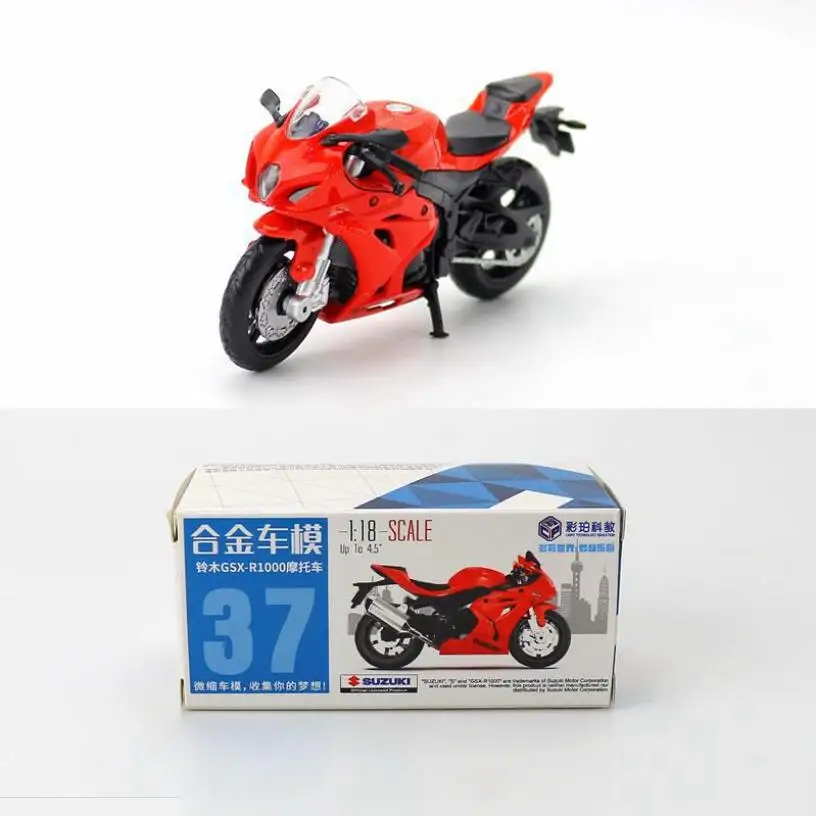 Motorcycle Model 1: 18 Suzuki GSX-R1000 Alloy Motorcycle Decoration Model Boy Birthday Gift Toy Car Child Party Gifts With Box