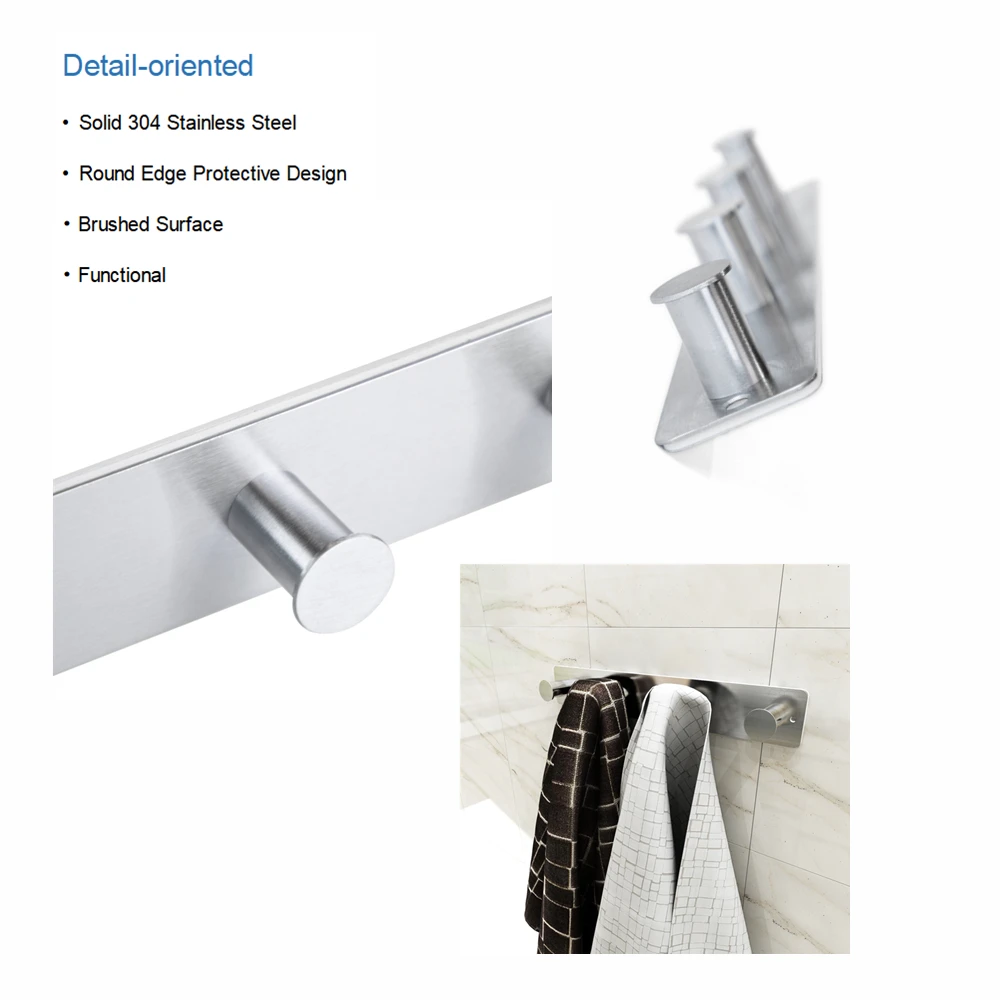 1Pack Edelstahl Mantel Haken Schraube-in & Stick-auf Rostfrei Mantel Racks für Wand Montiert, tür Kleiderbügel für Schlafzimmer – Detail 3