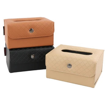 

B-LIFE Luxury PU Leather Rectangular Tissue Box Holder Cover Case Tray Pumping for Home Office Car Automotive