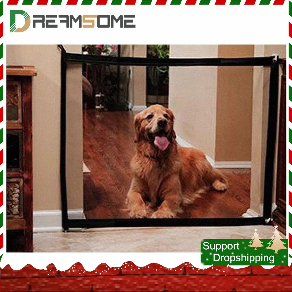 

Magic Dog Gate Mesh Pet Fence Barrier Folding Safe Guard Indoor Outdoor Puppy Dog Separation Protect Enclosure Pet Supplies