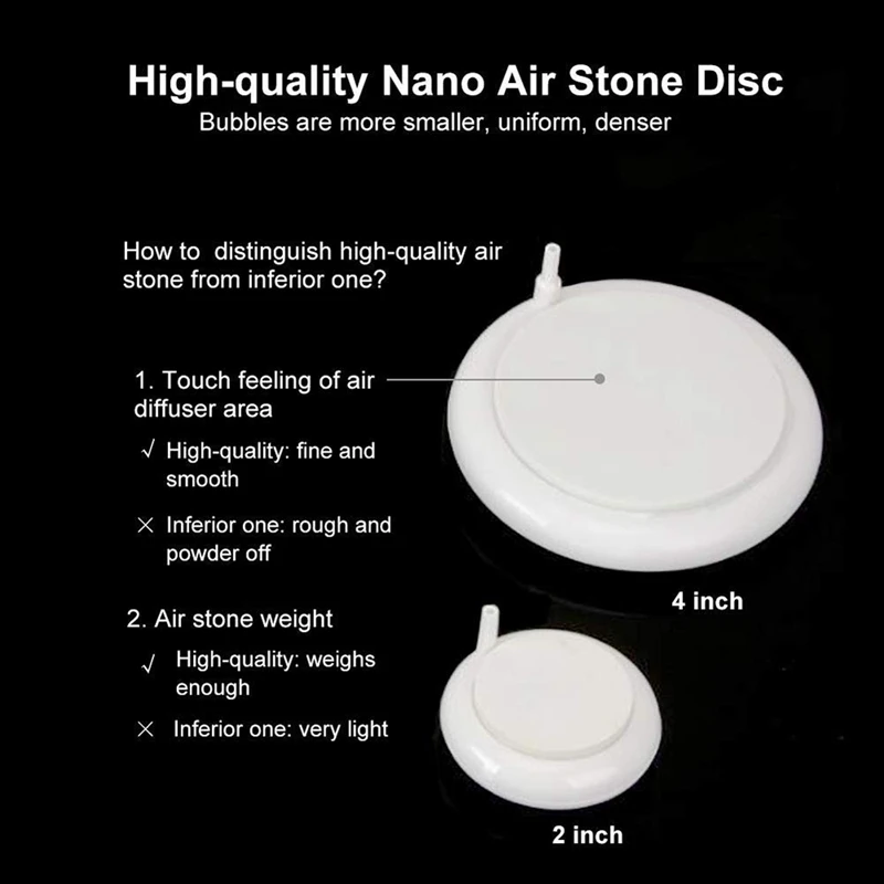 Аквариумный воздушный каменный комплект, рыбный бак пузырьки, нано печи дымоход круглый воздушный каменный диск Набор для гидропоники, небольшие пузырьки, ультра-высокий